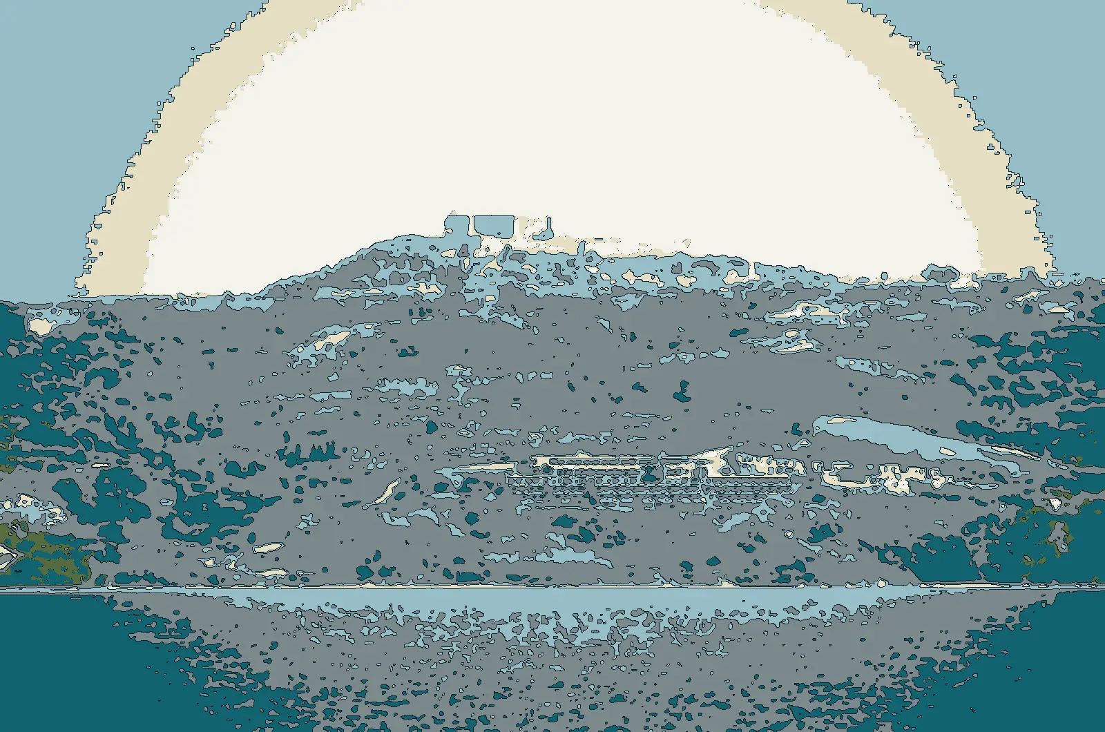 Illustration after a photo: Chlemoutsi castle above Kyllini, seen from the sea
