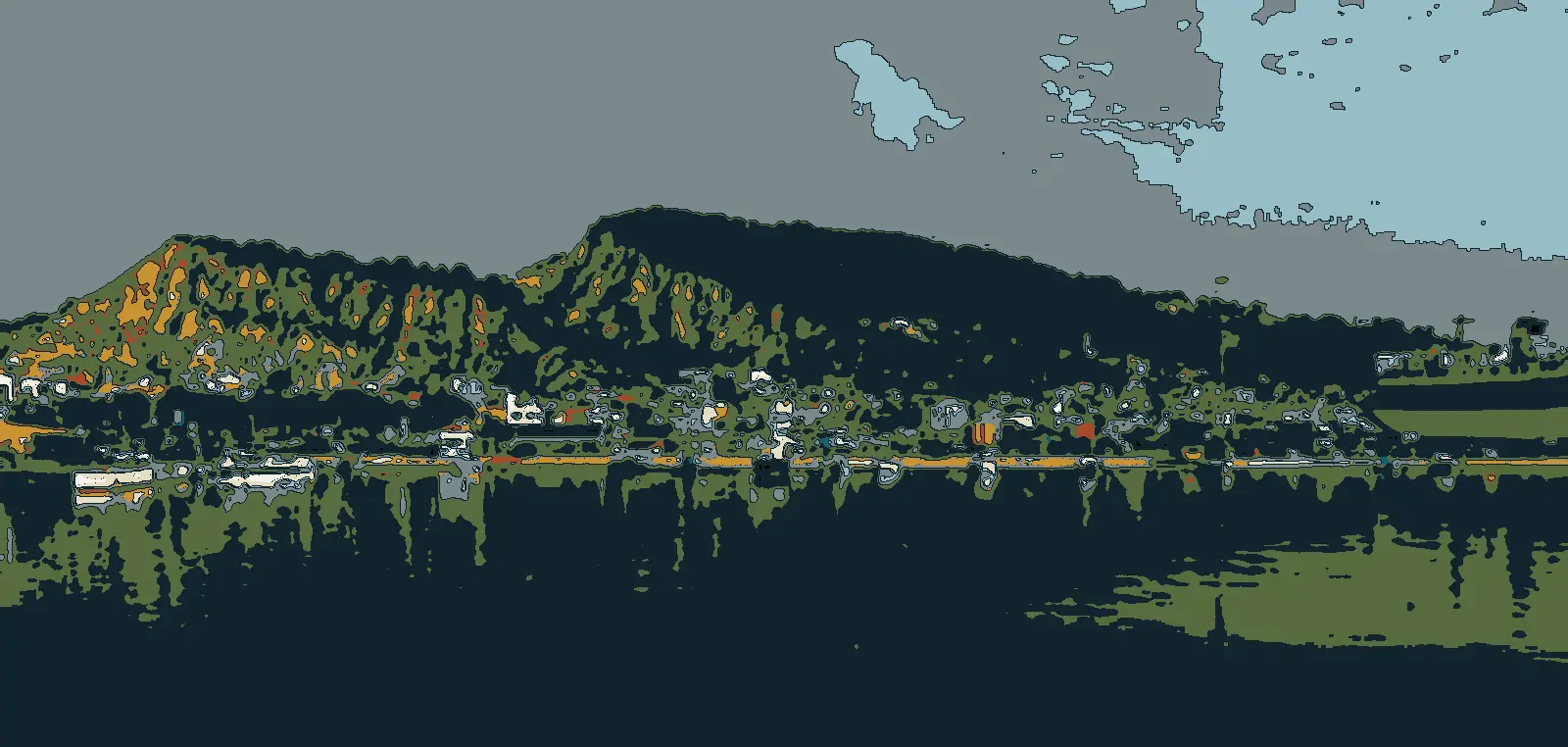 Illustration after a photo: Zakynthos town and its bay
